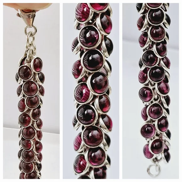 Silpada Sterling Silver Garnet Stone Cha Cha Bracelet B1049 - Picture 12 of 16